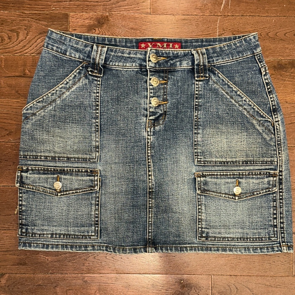 YMI Y2K Denim Cargo Mini Skirt